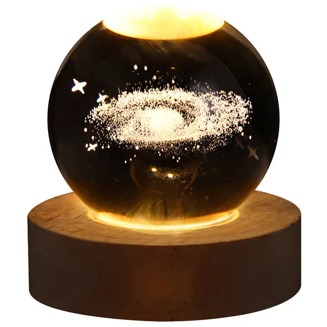 USB LED Night Light Galaxy Crystal Ball Table Lamp