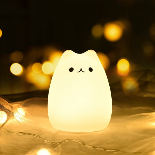 Cat Lamp,  Remote Control Silicone Kitty Night Light for Kids Toddler Baby Girls Rechargeable Cute Kawaii Nightlight , White , 4 Piece Set