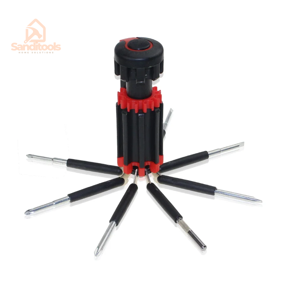 8 in 1 Slotted Phillips Screwdriver Precision with LED Light Folding Screwdriver Bits Multitool Household Repair Tool