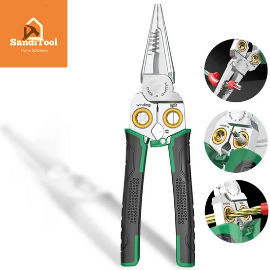 8-In-1 Stainless Steel Electrician Scissors Multifunction Manually Shears Groove Cutting Wire and Thin Steel Plate Hand Tools