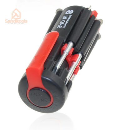 8 in 1 Slotted Phillips Screwdriver Precision with LED Light Folding Screwdriver Bits Multitool Household Repair Tool