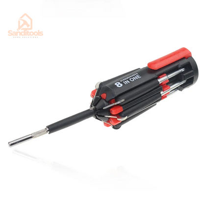 8 in 1 Slotted Phillips Screwdriver Precision with LED Light Folding Screwdriver Bits Multitool Household Repair Tool